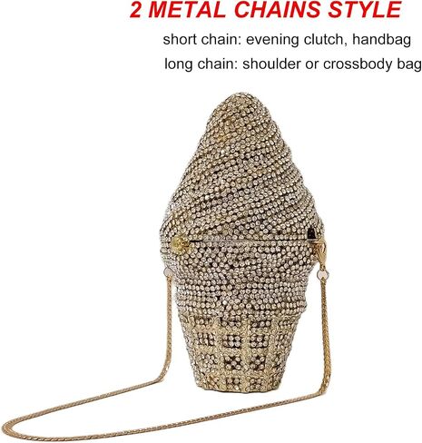 Cute Ice Cream Crystal Clutch Purse Mini Diamond Evening Bags Rhinestone for Women Party Wedding Cocktail Prom in Kuwait