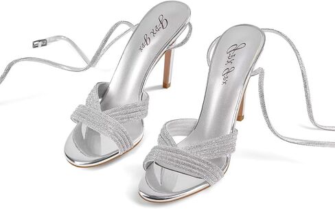 Women's Rhinestone High Heel Sandals Sparkly Stilettos Heeled Ankle Strap Stilettos Round Open Toe Dressy Weddings Sexy Sandals Shoes in Kuwait