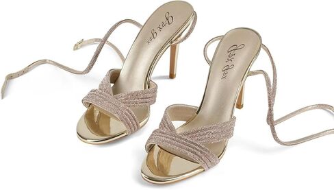Women's Rhinestone High Heel Sandals Sparkly Stilettos Heeled Ankle Strap Stilettos Round Open Toe Dressy Weddings Sexy Sandals Shoes in Kuwait