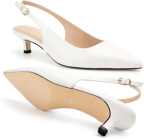 كعب هريرة للسيدات Slingback مدببة المغلقة حزام كاحل أنيقة النساء مضخات لتواعد الزفاف in Kuwait