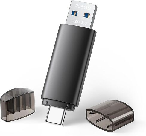 256GB USB C Flash Drive Dual USB 3.0 Flash Drive Type C + USB A Portable Type-C Flash Drive with Keychain Hole 2-in-1 USB-C Thumb Drive for Smartphone Tablet Computer Mac iPhone 15 Black in Kuwait