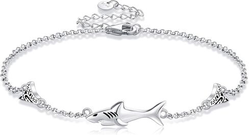 سوار القرش S925 Sterling Silver Silver Shark Suity Swelet Shark Home For Women Men in Saudi Arabia
