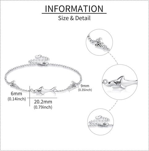 سوار القرش S925 Sterling Silver Silver Shark Suity Swelet Shark Home For Women Men in Saudi Arabia