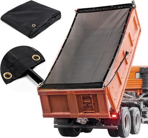 HOMBYS Black 7x16 ft Dump Trailer Truck Mesh Tarp with Grommets,Heavy Duty Mesh Tarp, Opening Shade Trailer Tarp for Truck Bed Cover in Saudi Arabia