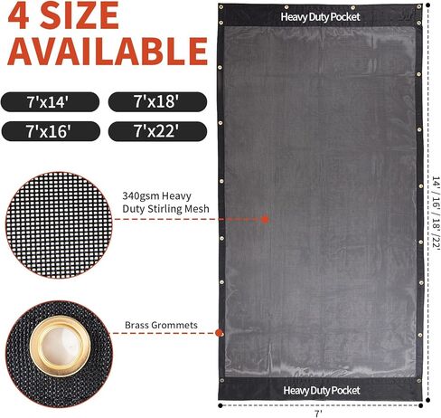 HOMBYS Black 7x16 ft Dump Trailer Truck Mesh Tarp with Grommets,Heavy Duty Mesh Tarp, Opening Shade Trailer Tarp for Truck Bed Cover in Saudi Arabia