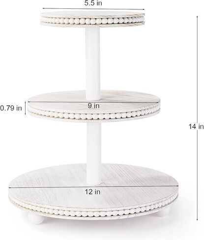 3 Tier Cupcake Stand Round,Wood Cake Stand with Tiered Tray Decor,Rustic Cake Stand,Cupcake Display for Home Tea Party, Birthday, Wedding, Farmhouse Decor,Woodland Baby Shower…… in Kuwait