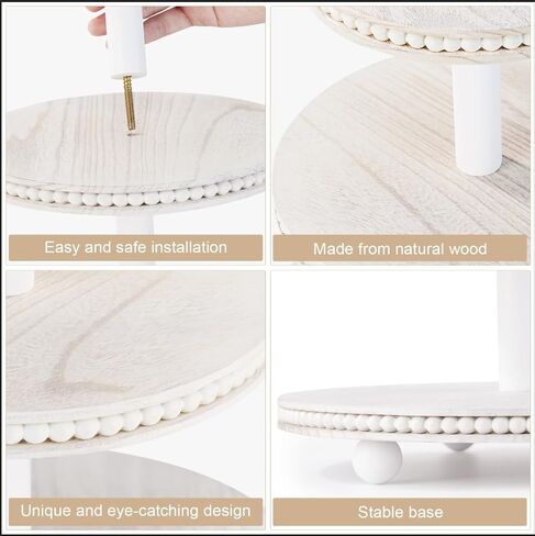 3 Tier Cupcake Stand Round,Wood Cake Stand with Tiered Tray Decor,Rustic Cake Stand,Cupcake Display for Home Tea Party, Birthday, Wedding, Farmhouse Decor,Woodland Baby Shower…… in Kuwait