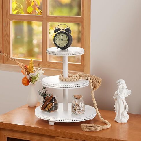 3 Tier Cupcake Stand Round,Wood Cake Stand with Tiered Tray Decor,Rustic Cake Stand,Cupcake Display for Home Tea Party, Birthday, Wedding, Farmhouse Decor,Woodland Baby Shower…… in Kuwait