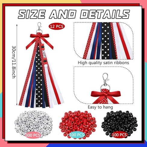 Nosiny 12 PCS Cheer Keychains شخصية DIY Bead Bead Ribbon Keychain Kit Cheer Backpack Propack Tags Cheerleader Gifts for Women in Kuwait
