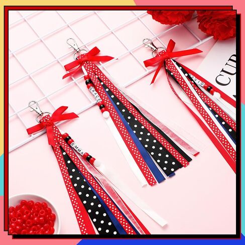 Nosiny 12 PCS Cheer Keychains شخصية DIY Bead Bead Ribbon Keychain Kit Cheer Backpack Propack Tags Cheerleader Gifts for Women in Kuwait