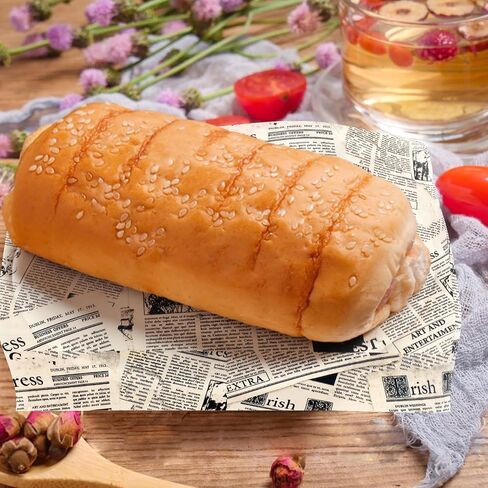 150 Sheets Newspaper Food Wax Paper, 9.8x8.3in Newspaper Print Grease Proof Deli Paper Sandwich Wrap Paper Food Grease Resistant Paper for Home Kitchen (White) in Saudi Arabia