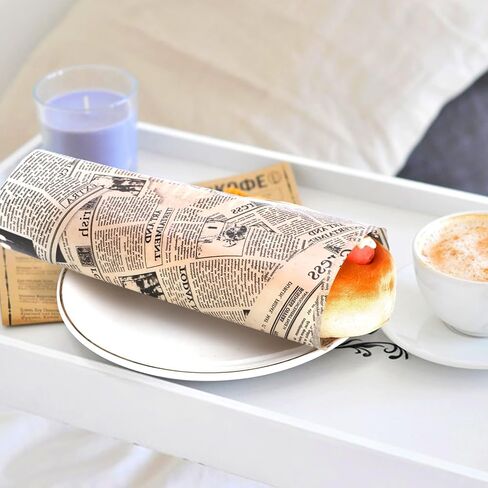 150 Sheets Newspaper Food Wax Paper, 9.8x8.3in Newspaper Print Grease Proof Deli Paper Sandwich Wrap Paper Food Grease Resistant Paper for Home Kitchen (White) in Saudi Arabia