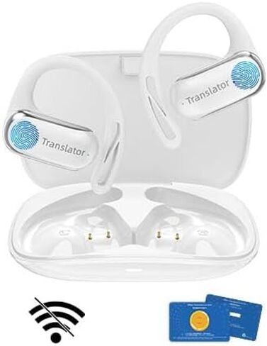 Wooask AI Translation Earbuds Real Time, 144 Language Translator Earbuds Open Ear Design 3-in-1 AI Translation Earbuds Real Time F56 White (with Offline Package (Lifetime Free)) in Kuwait