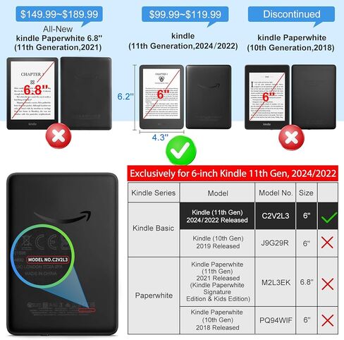 حافظة CoBak الشفافة لجهاز Kindle 2024 و2022 (الجيل الحادي عشر) مقاس 6 بوصات - غطاء شفاف ناعم للغاية من مادة TPU، حماية خفيفة الوزن ومتينة in Saudi Arabia