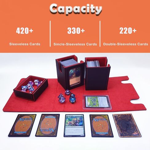 مربع تخزين بطاقة MTG Commander-يناسب 200 بطاقات مزدوجة الأكمام ، و 3 في 1-in-1card ، ومنظم بطاقات المغناطيس القوي لـ Magic Commander TCG CCG ، و 4 Diversers & 2 Toploaders (Black & Blue) in Saudi Arabia