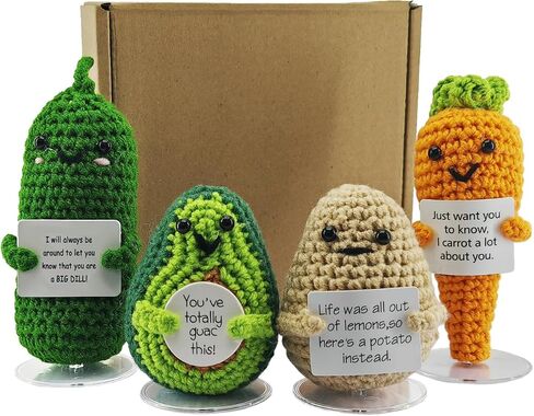 SZMDLX Positive Crochet Potato Sunflower Pot Cucumber,Handmade Funny Support Cute Knitting Encouragement Knitted for Birthday Festival Home Office Decor Holiday Décor in Saudi Arabia