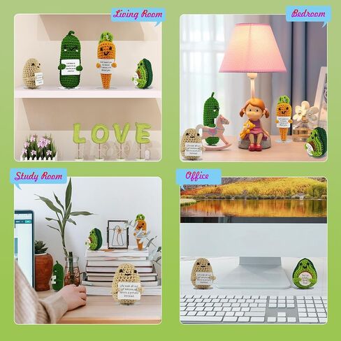 SZMDLX Positive Crochet Potato Sunflower Pot Cucumber,Handmade Funny Support Cute Knitting Encouragement Knitted for Birthday Festival Home Office Decor Holiday Décor in Saudi Arabia
