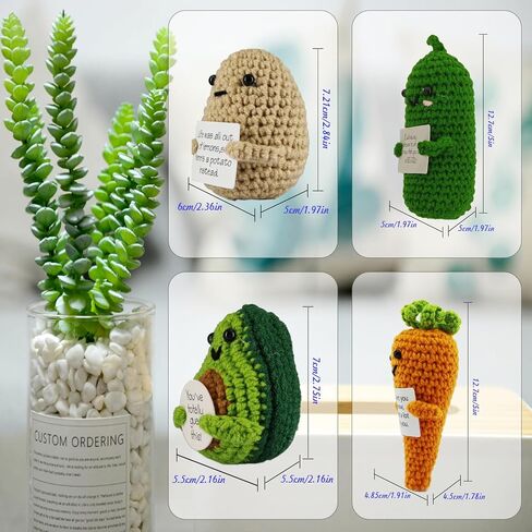 SZMDLX Positive Crochet Potato Sunflower Pot Cucumber,Handmade Funny Support Cute Knitting Encouragement Knitted for Birthday Festival Home Office Decor Holiday Décor in Saudi Arabia