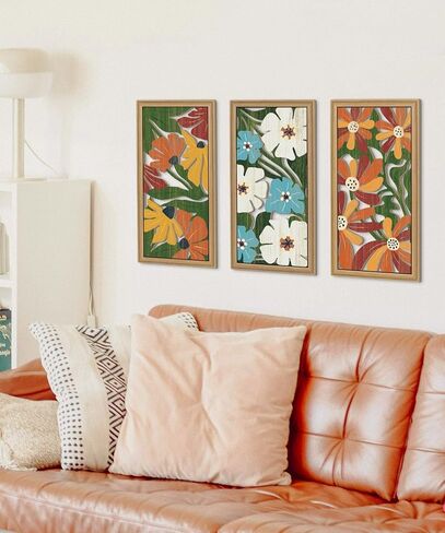 Putuo Decor Boho Flower Wall Art ، Minimalist Floral Botanical Wooden Wall Decor in Kuwait