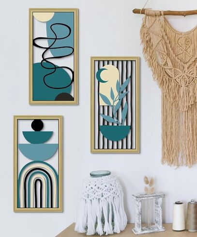 Putuo Decor Boho Flower Wall Art ، Minimalist Floral Botanical Wooden Wall Decor in Saudi Arabia