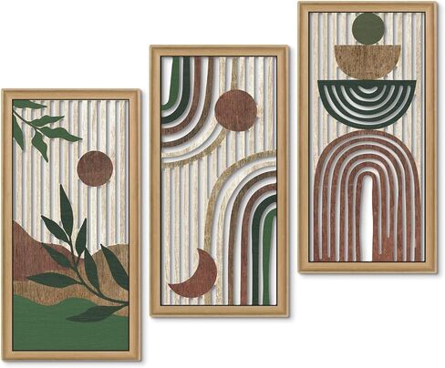 Putuo Decor Boho Flower Wall Art ، Minimalist Floral Botanical Wooden Wall Decor in Kuwait