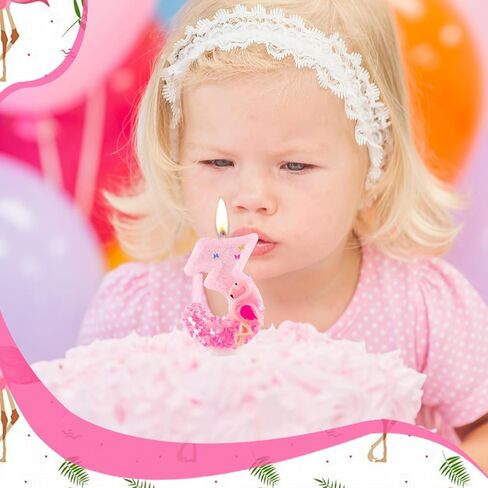 Flamingo 1st Birthday Candle Number 1 Pink Hawaiian Theme Glitter Candles Cake Topper Decorations for Girl and Boy Baby Shower Anniversary Birthday Party Wedding Decor Supplies in Saudi Arabia