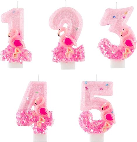 Flamingo 1st Birthday Candle Number 1 Pink Hawaiian Theme Glitter Candles Cake Topper Decorations for Girl and Boy Baby Shower Anniversary Birthday Party Wedding Decor Supplies in Saudi Arabia