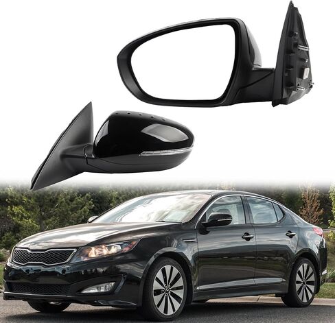 Dasbecan Passenger Side Mirror Compatible with 2011 2012 2013 Kia Optima Right Mirror Black with Signal Light, Manual Folding, Power Glass Replace# KI1321152 87620-2T110 (5 PINS) in Saudi Arabia