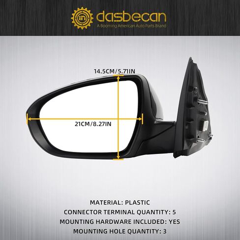 Dasbecan Passenger Side Mirror Compatible with 2011 2012 2013 Kia Optima Right Mirror Black with Signal Light, Manual Folding, Power Glass Replace# KI1321152 87620-2T110 (5 PINS) in Saudi Arabia