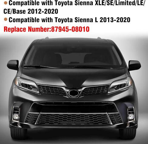 Moonlinks Compatible with 2012 2013 2014 2015 2016 2017 2018 2019 2020 Toyota Sienna Left Driver Side Mirror Cover Replacement, Gray Left Side Clip-on Mirror Cap Replaces for 87945-08021-B1 in Saudi Arabia