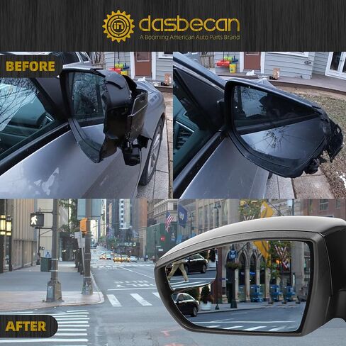 مرآة جانبية للركاب اليمنى Dasbecan متوافقة مع 2015-2018 Ford Focus Black Rearview Mirror w/Turn Signal ، طي يدوي ، زجاج الطاقة ومستشعر درجة الحرارة (7pin) in Saudi Arabia