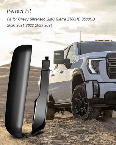 أعلى وجانبي مقطع على مرآة الباب الأمامي أغطية الإسكان أغطية مناسبة لتشيفي سيلفرادو GMC Sierra 2500HD 3500HD 2020-2024 ، Chrome in Saudi Arabia