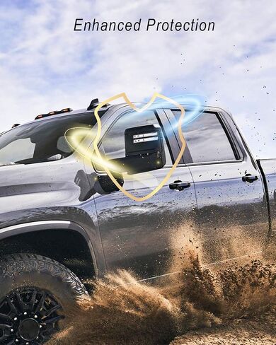 أعلى وجانبي مقطع على مرآة الباب الأمامي أغطية الإسكان أغطية مناسبة لتشيفي سيلفرادو GMC Sierra 2500HD 3500HD 2020-2024 ، Chrome in Saudi Arabia