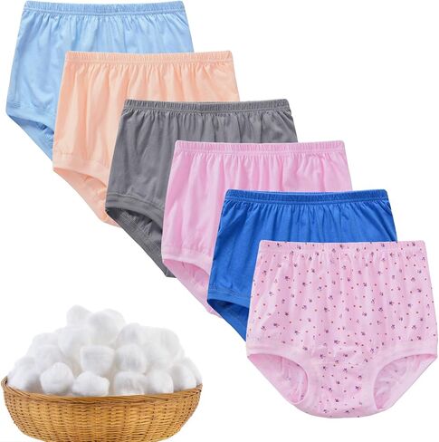 6pcs Middle-Aged and Elderly Women Cotton Underwear for Women, Full Coverage Panty, Comfy Granny Panties in Saudi Arabia