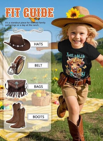 Girls Western Cow T-Shirts - Cute Cowgirl Outfits for Kids Short Sleeve Shirts Funny Tops Rodeo Graphic Summer Tee in Saudi Arabia
