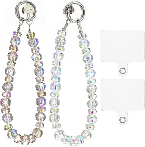 قطعتان من حزام معصم الهاتف المطرز بالكريستال مع علامة تبويب حبل الهاتف، حزام سوار الهاتف اللطيف، حزام الهاتف المتلألئ للنساء، حزام المعصم لحافظة الهاتف، حبل الهاتف الخلوي (أسود + شفاف) in Kuwait