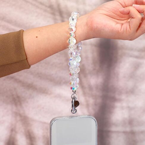 قطعتان من حزام معصم الهاتف المطرز بالكريستال مع علامة تبويب حبل الهاتف، حزام سوار الهاتف اللطيف، حزام الهاتف المتلألئ للنساء، حزام المعصم لحافظة الهاتف، حبل الهاتف الخلوي (أسود + شفاف) in Kuwait