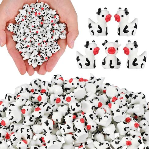 100 Pcs Cow Mini Resin Ducks Tiny Cow Animals Figures for Miniature Landscape Garden Small Cow Ducks Theme Birthday Party Favors Swimming Pool Party Decorations(Horned Cow) in Saudi Arabia