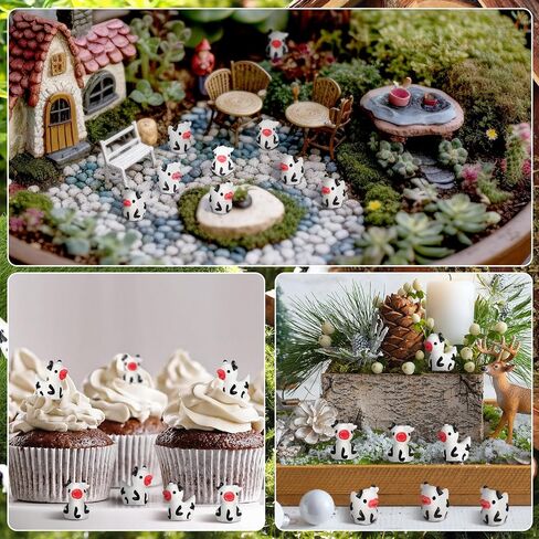 100 Pcs Cow Mini Resin Ducks Tiny Cow Animals Figures for Miniature Landscape Garden Small Cow Ducks Theme Birthday Party Favors Swimming Pool Party Decorations(Horned Cow) in Saudi Arabia