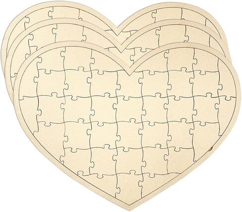 3 Pack Blank Wooden Heart Shaped Jigsaw Puzzle 11.2x8.4 Inch Unfinished Wooden Puzzle Board Wooden Heart Shaped Canvas for DIY in Kuwait