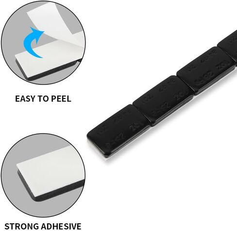 Aain (288PCS) 1/4 oz. 0.25 oz. Adhesive Stick on Wheel Weights,36 Strip Box, Black, Low Profile, EasyPeel Type for Cars, Trucks, SUVs, Motorcycles in Saudi Arabia