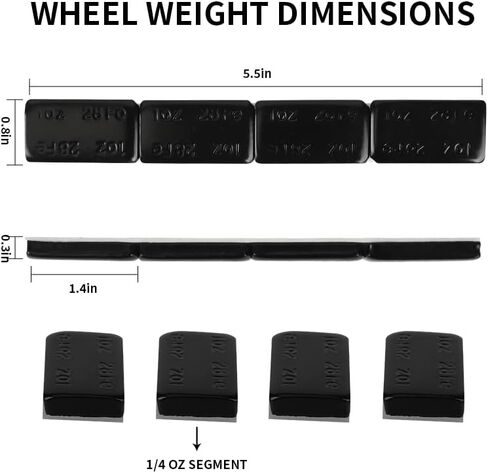 Aain (288PCS) 1/4 oz. 0.25 oz. Adhesive Stick on Wheel Weights,36 Strip Box, Black, Low Profile, EasyPeel Type for Cars, Trucks, SUVs, Motorcycles in Saudi Arabia