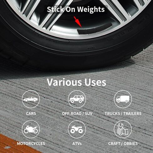 Aain (288PCS) 1/4 oz. 0.25 oz. Adhesive Stick on Wheel Weights,36 Strip Box, Black, Low Profile, EasyPeel Type for Cars, Trucks, SUVs, Motorcycles in Saudi Arabia