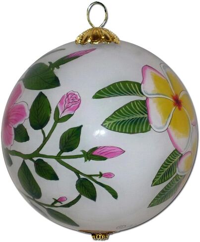 Kauai Plumeria Hawaiian Ornament, Hand-Painted from Inside The Glass, Collectible with Gift Box RP/K in Saudi Arabia