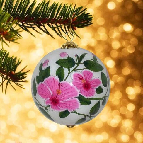 Kauai Plumeria Hawaiian Ornament, Hand-Painted from Inside The Glass, Collectible with Gift Box RP/K in Saudi Arabia