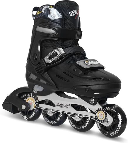 Nattork Kids Inline Skates ديكورات سيارات السباق الرائعة للأولاد والبنات والأطفال، 4 مقاسات زلاجات رباعية قابلة للتعديل مع جميع العجلات المضيئة - هدية عيد ميلاد للرياضات الداخلية والخارجية in Saudi Arabia