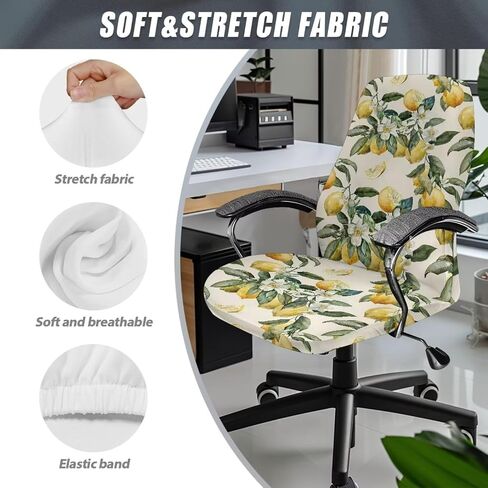 Mushroom Butterfly Flower Leaf Pattern Office Chair Cover, Computer Office Chair Seat Cover Slipcover Protective for Chair Anti-Dust Desk Chair Cover High Back Chair Slipcover-L in Saudi Arabia