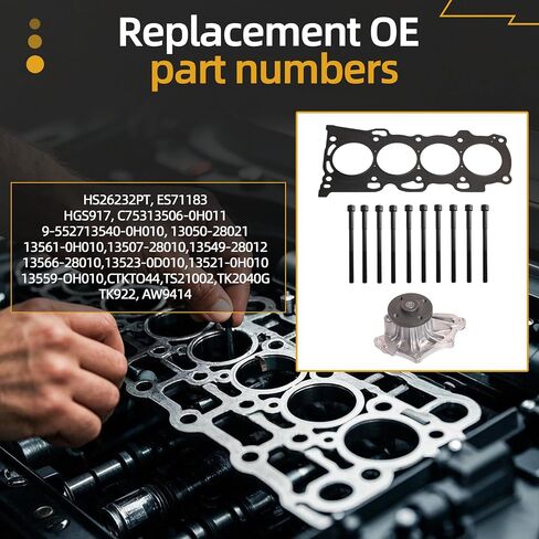 MLS Head Gasket Set ‎HS26232PT Timing Chain Kit with Water Pump, 2.4L, for Toyota Camry/RAV4/Solara/Highlander for Scion tC 2001-2006 OE#HGS917 TS21002 in Saudi Arabia