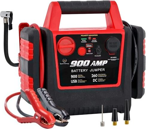 حزمة طاقة قفزة للسيارات مع ضاغط الهواء ، 1000A 12V حزمة طاقة للبطارية الدهنية ذات الحشدية الرصاصية مع مقبس USB ومنفذ DC ، 150psi تضخم الإطارات مع 3 محولات in Kuwait