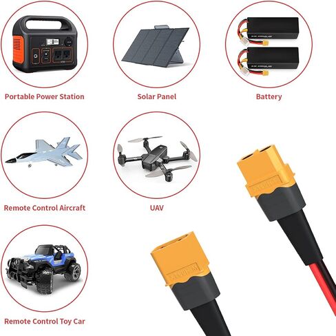10AWG 2FT XT60 Extension Cable 2 6 10 20 35 50 75 100FT XT60 Female to Male Connector for RC Battery Portable Power Station Solar Panel(2FT) in Saudi Arabia